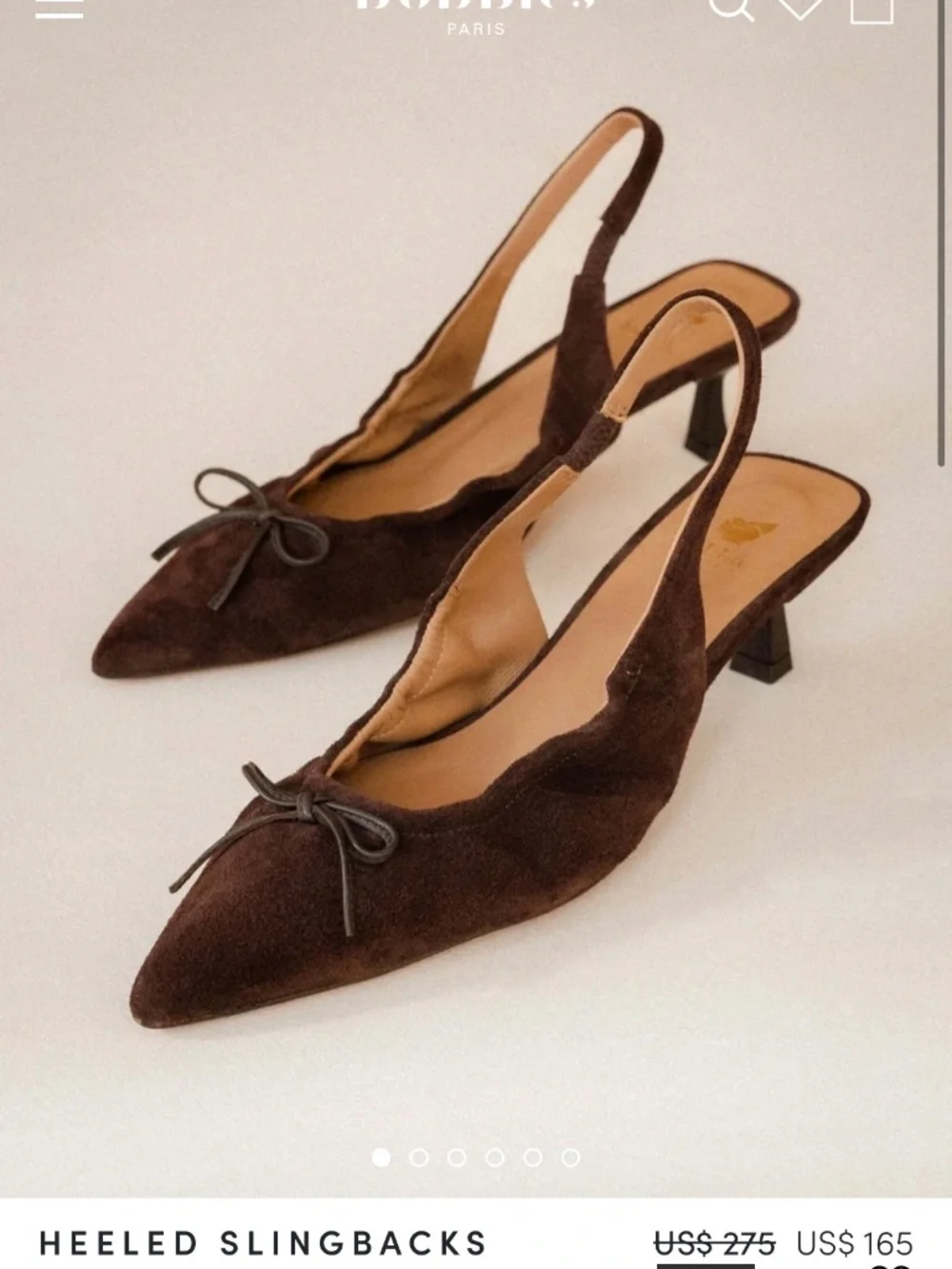NEW Bobbies Paris Gigi Heeled Slingbacks – Truffle Brown 39